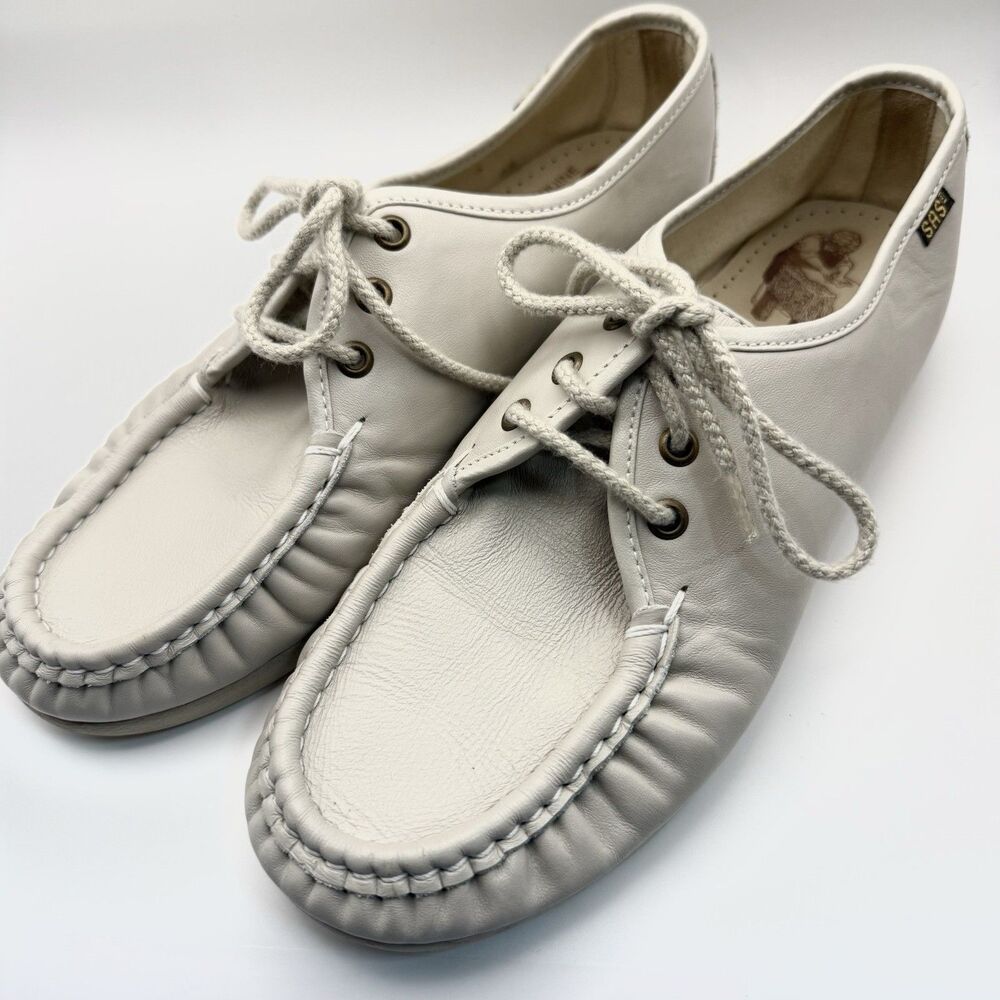 SAS San Antonio Siesta Lace Up Oxford Loafer Shoes Beige Bone Moc Womens 9M